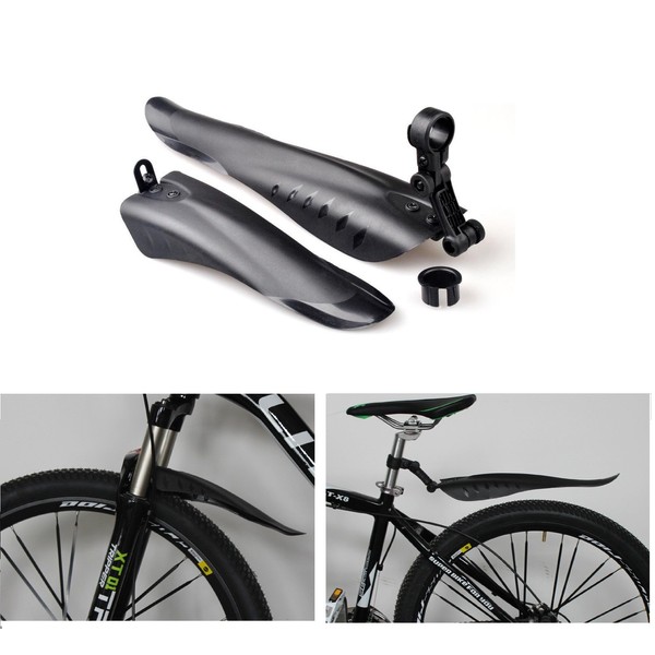 BlueSunshine Dovetail Style Adjustable Fender Bicycle Bike Cycling Front/Rear Mud Guards Mudguard Fenders Set Mountain Road fits for 24-28" Bike (Black)