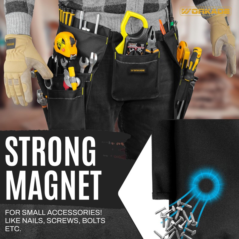 WORKADE Tool Belt | Magnetic Tool Pouch with 32 Pockets