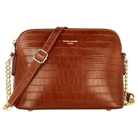 David Jones - Women's Small Crossbody Bag - Chain Shoulder Bag - Crocodile PU Faux Leather Rigid Messenger Bag - Evening Party City Clutch - Ladies Zip Handbag - Fashion Elegant Trendy - Brown