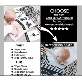 My Little Learner Black and White High Contrast Baby Sensory Fold Out Board, Baby Sensory Board is Made from Premium Quality card Stocks for Newborn babies