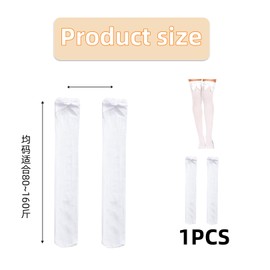 FNSIGHD Kniestrümpfe Damen Weiß,Samtige Satin Kniestrümpfe mit Schleife,Sexy Kostüm Overknee Stockings Weiß,Weiße Strümpfe mit Schleife,Waschbar Strümpfe mit Schleife,für Partys und Alltag