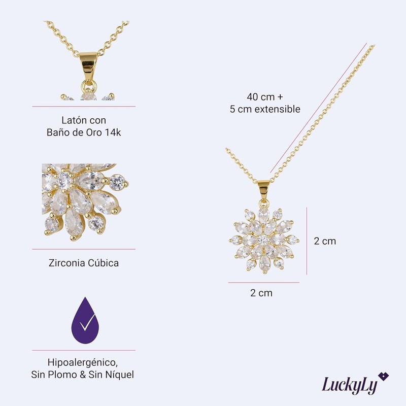 LuckyLy Collares para Mujer Oro 14K Zirconia Cúbica Joyería Regalos