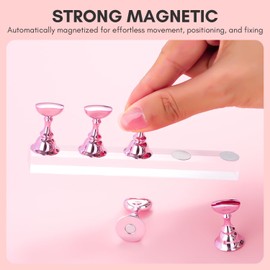 Makartt Nail Stand for Press On Nails Display Practice Art Magnetic Fake Nail Holder for Painting Nails Stand for False Nail Designs with Double-sided Tape for Home DIY Beginner Salon Supplies