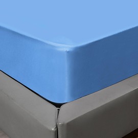 Fitted bed Sheet 25CM Deep Sky Blue Super King Bed Size Hotel Quality Poly Cotton (Sky Blue, Super King 25CM)