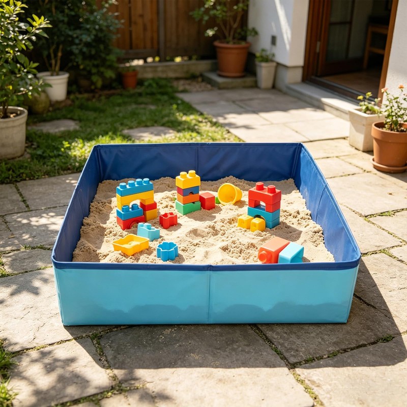 2 Pack Foldable Sandbox，20 Inch Portable PVC Sand Box for