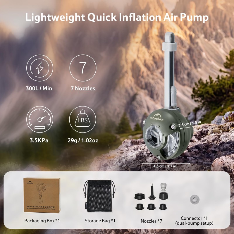 Naturehike Air Pump for Inflatables, 1.02oz Ultralight Portable Mini Air