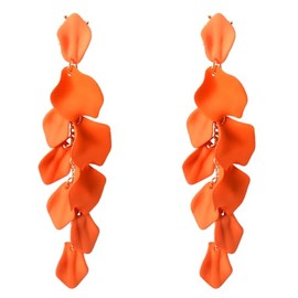 Flower Statement Earrings for Woman Long Orange Dangle Earrings for Women Large Colorful Drop Earrings for Sister Daughter Big Floral Tassel Earrings for Women Dangling Trendy Summer Earrings