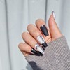 Rough check black handmade nail tip - long point /