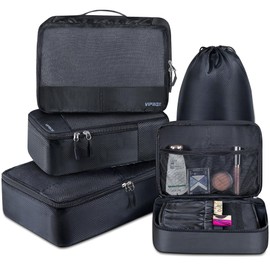 Vipbox 5 Set Compression Packing Cubes Travel for Suitcases, Durable Luggage Organizer Bags, Black