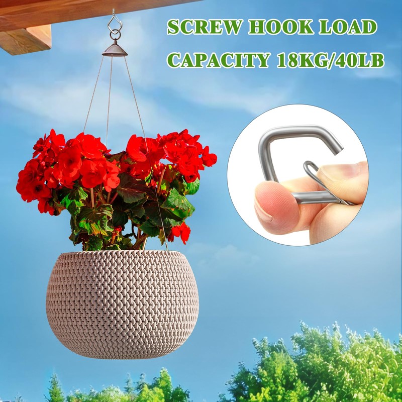 Gucass Pack of 50 Screw Hooks, Stainless Steel, Silver Hooks