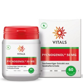 Vitals - Pycnogenol 50 mg high quality extract of sea pine bark 60 capsules. 100% vegan. Very strong scientific base. The pycnogenol has a strong antioxidant effect.