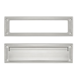 ZAUYX 1 Pack 13inch Brushed Satin Nickel, Solid Brass Heavy Duty Mail Slot with Solid Brass Heavy Duty Inner Frame for Use in Slots for Doors