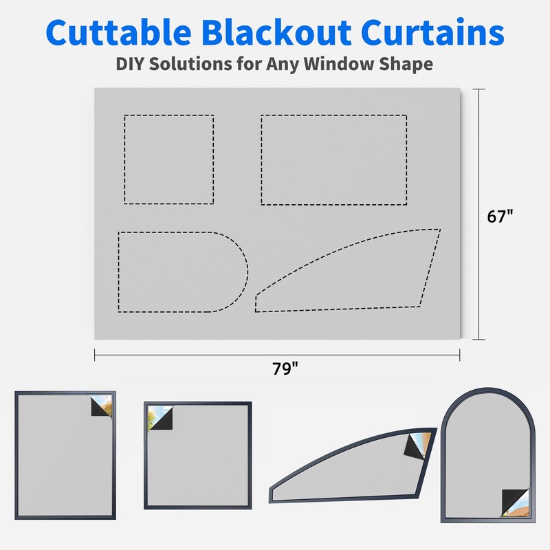 AIFOTO Graphene Thermal Blackout Curtains ，Blackout Window Cover 100% Light