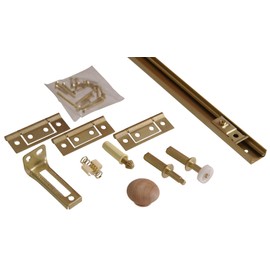 Hardware Essentials Bi-Fold Door Hardware Set 48 Inch Opening, 1" to 1-3/8" Door Thickness, 1-Kit, Brass