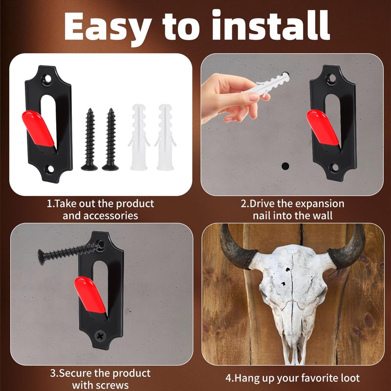 NouraVita 12 Pack European Skull Mount Hanger with Silicone Protector