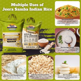Rani Jeera Samba Indian Rice 64oz (4lbs) 1.81kg Cloth Bag ~ All Natural | Gluten Friendly | Vegan | Kosher | Export Quality | Indian Origin