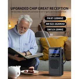 3 Band Pocket Radio, Portable AM FM SW Battery Operated Radio with Shortwave, Back Clip Transistor radios with Emergency LED Flashlight, 3.5mm Earphone Jack, Large Speaker for Indoor Outdoor