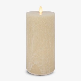 Luminara Seaglass Fog Rechargeable Flameless Candle Moving Flame LED Pillar (3.8" x 8.6") Flat Top Unscented Real Wax with USB Type-C Charging Cable