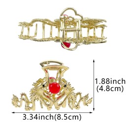 2 Pack Rhinestone Dragon Hair Claw Clips Large Metal Dragon Styling Barrette Clips Non-Slip Jaw Hair Clamps Hair Accessories for Women Girls Thin and Thick Hair