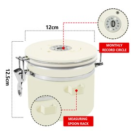 SKTMH Stainless Steel Coffee Canister 40Oz Airtight Coffee Container Coffee Bean Storage Container with Airtight Clamp Lid, Date-Tracker, CO2 Release Valve Measuring Scoop for Grounds Coffee Beans Tea