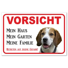 AdriLeo Sign "Vorsicht Beagle - Mein Haus (15 x 20 cm) / Achtung Hund Wachhund [German Language]