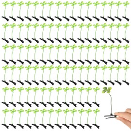Tigeen 100 Pieces Bean Sprout Hair Clip Funny Plant Hairpins Little Grass Sprout Clips Flower Butterfly Mushroom Hair Accessories Barrettes Headwear for Women Girls Party (Four Leaf Clover)