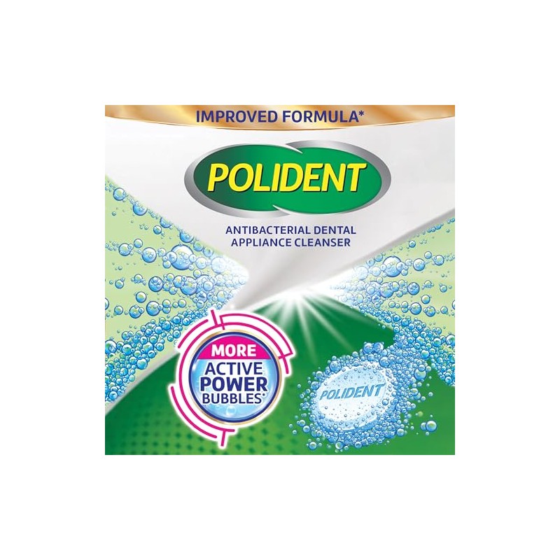 Polident Smokers Antibacterial Denture Cleanser Effervescent Tablets, 120 count
