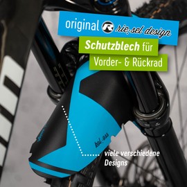 Riesel Design® 1x Mudguard - kol:OSS - XL MTB Schutzblech inkl. Kabelbinder/Stylischer MTB Schmutzfänger/Mountainbike Schutzblech als Spritzschutz für alle Radgrößen (camo mk) (Blue)