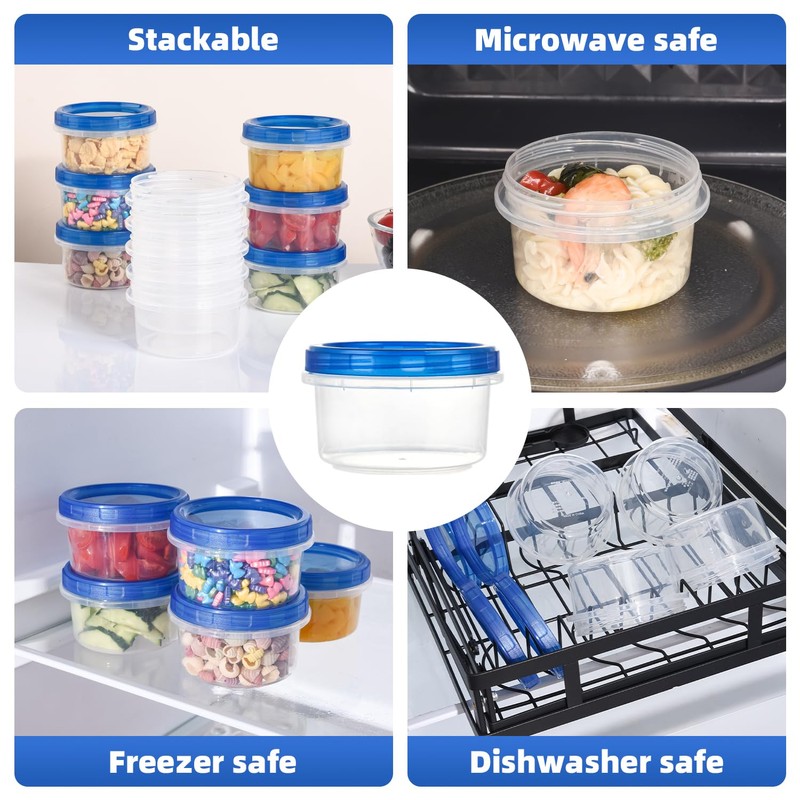 Freezer Storage Containers, [12 Pack-8 oz] Ultra Thick Freezer Containers