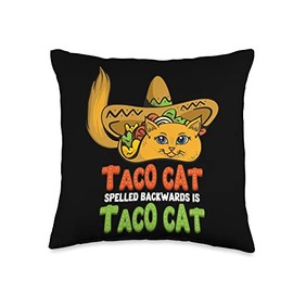 Taco Cat Spelled Backwards Cinco De Mayo Sombrero Throw Pillow