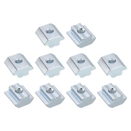 sourcing map T Nuts, 15pcs - Nickel Plated Carbon Steel T Slot Bolts, 4545 Series M6 Hammer Head Fastener, Sliding T Nuts for Aluminum Extrusion Profile (Silver)