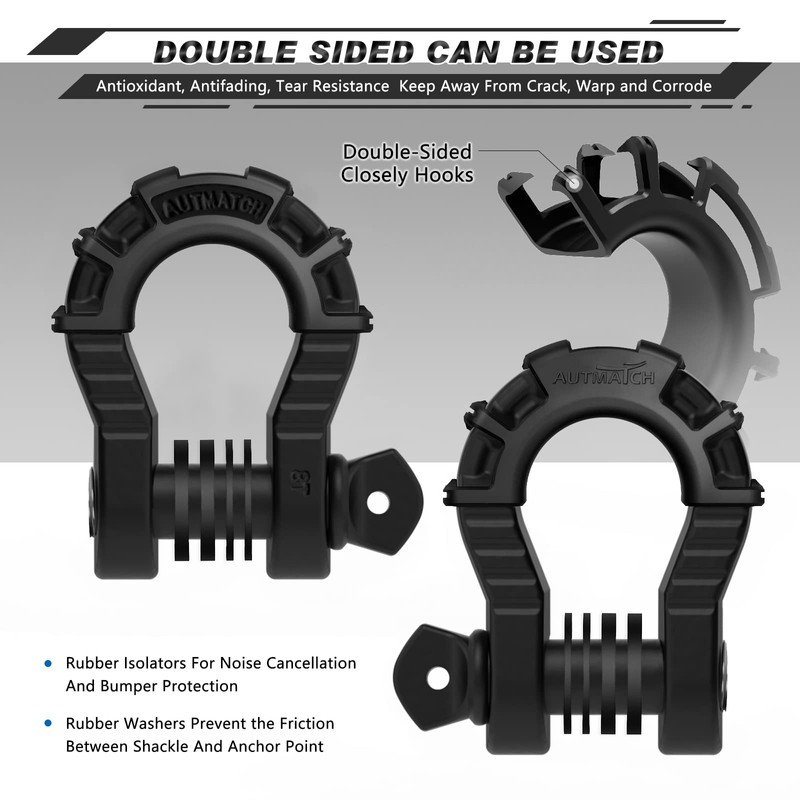 AUTMATCH D Ring Shackles 3/4" Mega Shackle (2 Pack) 68,000Ibs