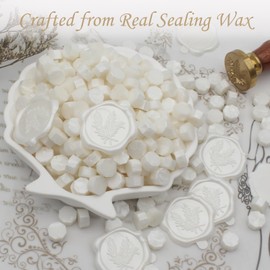 Andotopee 50pcs Botanical Rosemary Wax Seal Stickers, Pearl White, Self-Adhesive, Real Wax, Indoor Use, Floral Pattern, Single Use, Waterproof, Perfect for Scrapbook, Envelopes, Cards, Gift Wrapping