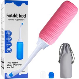 Bidet Portatil para Postparto,Bidé de Viaje Portátil con 2 Boquillas + Tubo Escalable,Botella Peri para Ducha íntima y Ducha de Glúteos,Botella Perineal,Bidé de Mano para Personal,Pink