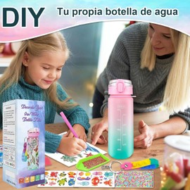 Kit de Manualidades DIY de Sirena para Niña, Kit de Botellas de Agua con Calcomanías de Diamantes para Niños, con Cadena de Llaves, Regalos de Manualidades para Niñas de 6 a 13 años, Ideales para Cumpleaños y Navidad (Mermaid)