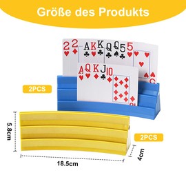 4 x Plastic Playing Card Holders for Standing, Card Holder with Felt Strips for Playing Cards, Playing Card Stand for Seniors and Children, Card Holder Adults, Hands-Free Card Stand, Set of 4