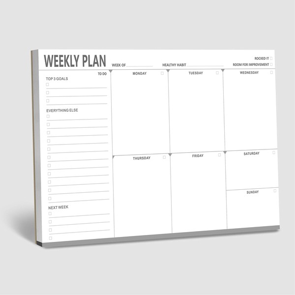 Weekly Planner Desktop List Note Pad To Do List with Magnet Mountings for Fridge Locker (90 Sheets 9" x 6")