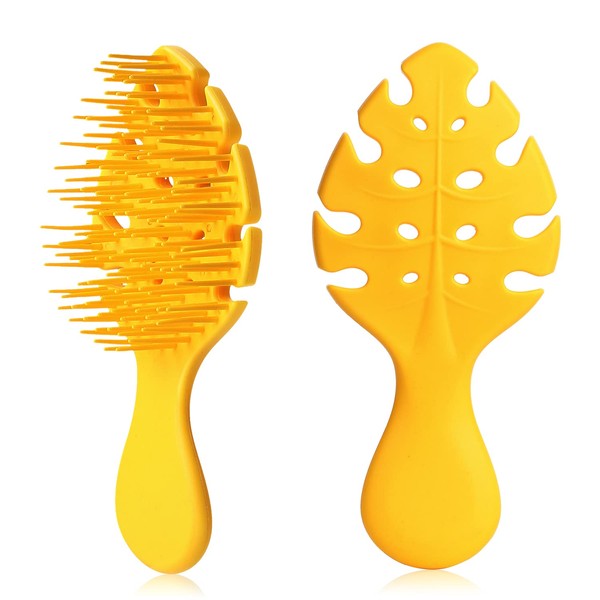 CANDYBRUSH Small Hair Brush for Kids Toddlers Girls Styling Wet Brush Curly Hair Travel Detangling Vented Brushes Mood-Boosting Leaf Form Hairbrush with Mango Scented Orange Small