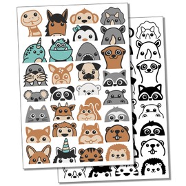 Peeking Animals Panda Squirrel Dinosaur Shark Temporary Tattoo Water Resistant Fake Body Art Set Collection - Color (One Sheet)