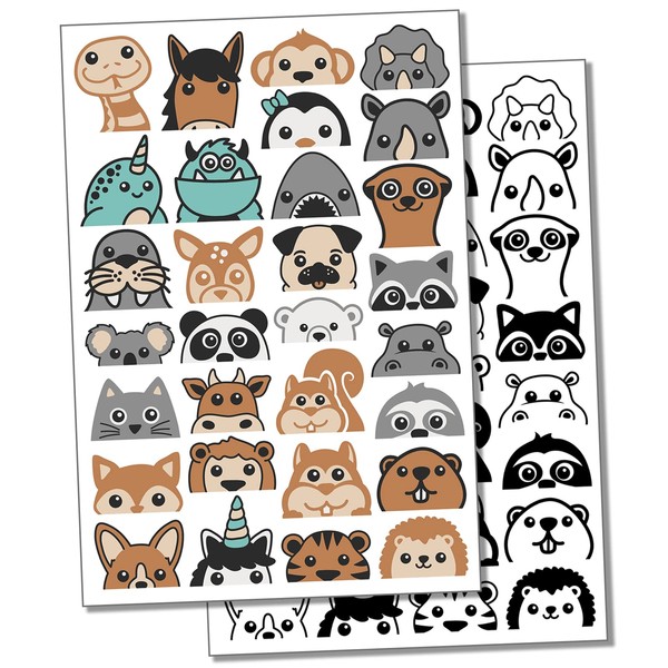 Peeking Animals Panda Squirrel Dinosaur Shark Temporary Tattoo Water Resistant