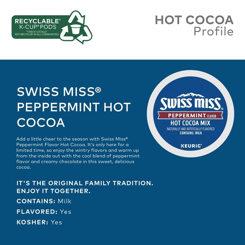 Swiss Miss Peppermint Hot Cocoa, Keurig Single-Serve K-Cup Pods, 10