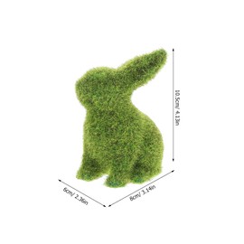 DEARMAMY 2Pcs Easter Faux Moss Bunnies: Furry Grass Flocked Rabbit Figurines for Garden Home Baskets Table Yard Shelf Decor (Green)
