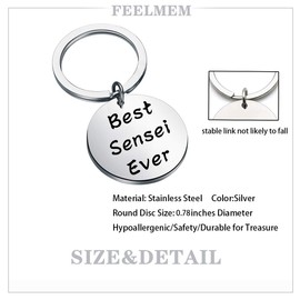 FEELMEM Coach Gift Karate Instructor Sensei Appreciation Gift Best Sensei Ever Keychain Martial Arts Jewelry Gift for Karate Sensei Karate Teacher Instructor (Sensei)