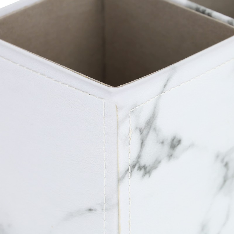 Relaxdays Desk Organiser, Pen Holder with 3 Compartments, Marble Look,