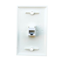 BUPLDET 1 Port CAT6 Ethernet Wall Plate Female to Female - Single Gang Network Cat 6 RJ45 Keystone Jack Pass Through Cover Plate for CAT7/CAT6/CAT5e Cables - White