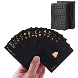 JNGTKL Cards, Black Gold Deck Of Cards, Waterproof Playing Cards, 87x55mm Large Playing Cards, For Play Table Games With Family And Friends Gift Party Game Poker Cards