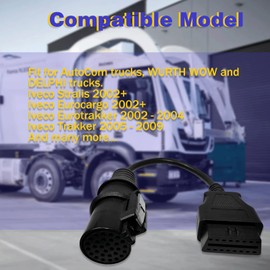 VZG OBD Adapter for Iveco 30 Pin OBD1 to 16 pin OBD2 Diagnostic Cable,Compatible with Iveco Heavy Duty Truck 30pin Connector,Work with Truck Obdii Scanner Tools/Code Reader