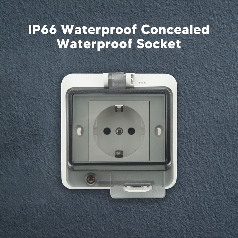 Standard IP66 Waterproof Wall Outlet Wall Mounted Concealed Plug Adapter