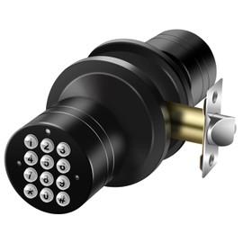 Door Knob with Keypad, Keyless Entry Door Lock, Black Electronic Code Locks Door Knob, Passage Mode, Easy to Install for Home,Office,Hotel,Bedroom