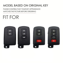 ontto Leather Car Key fob Cover fit for Toyota Auris Camry RAV4 Avalon Yaris Verso Land Cruiser 2012-2018 2/3/4 Buttons Keychain Keyring Accessories Key Bag Key Holder Key Shell Protector Black